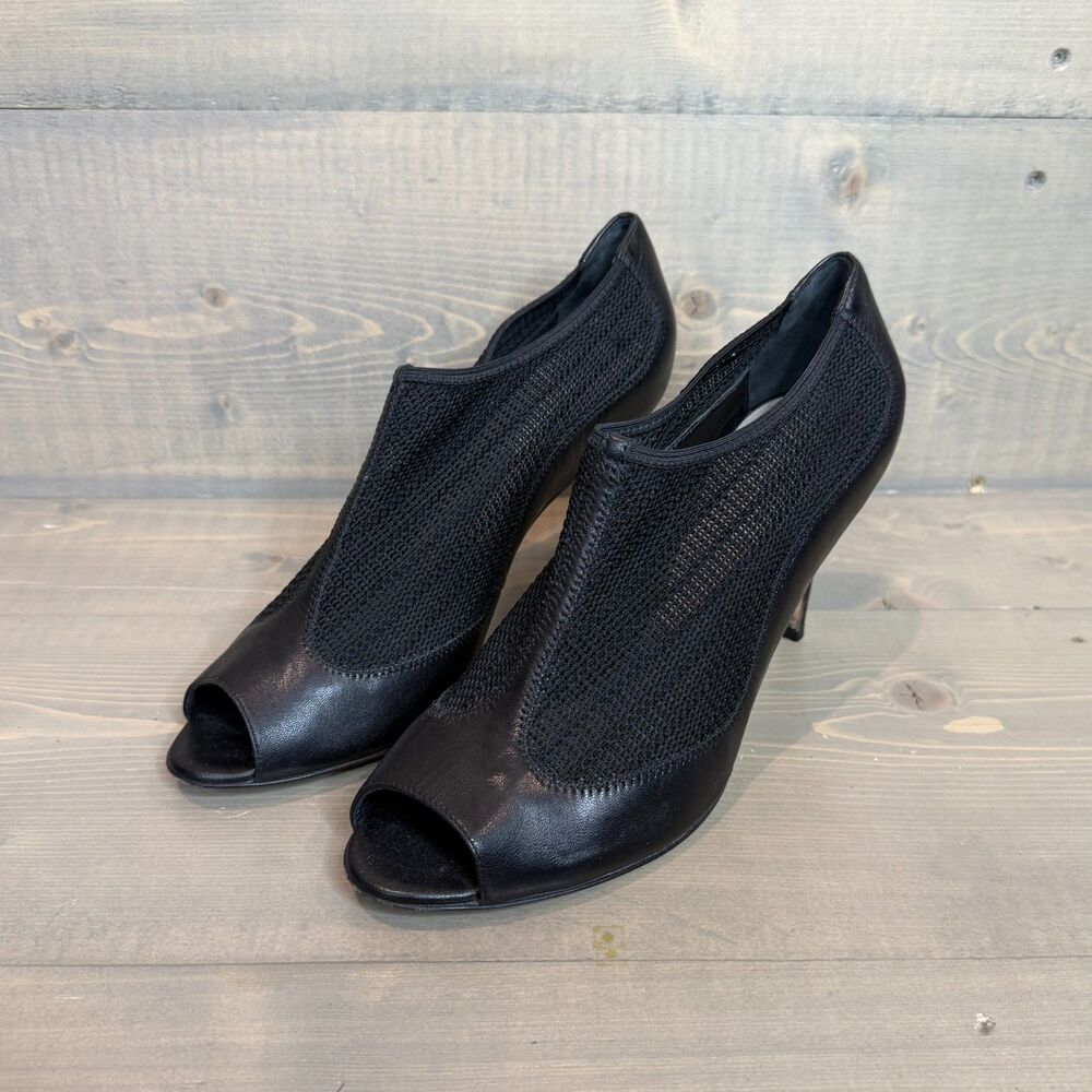 L.K. Bennet Lara Black Leather and Mesh Heels EU 40